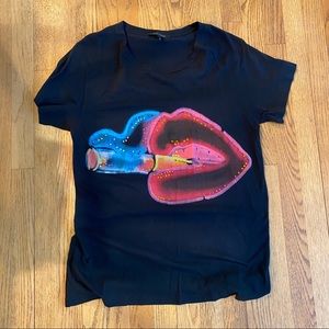Marc Jacobs Smoking Lips Skater Tee, Black